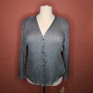 Dana Buchman Silver Ribbed Cardigan